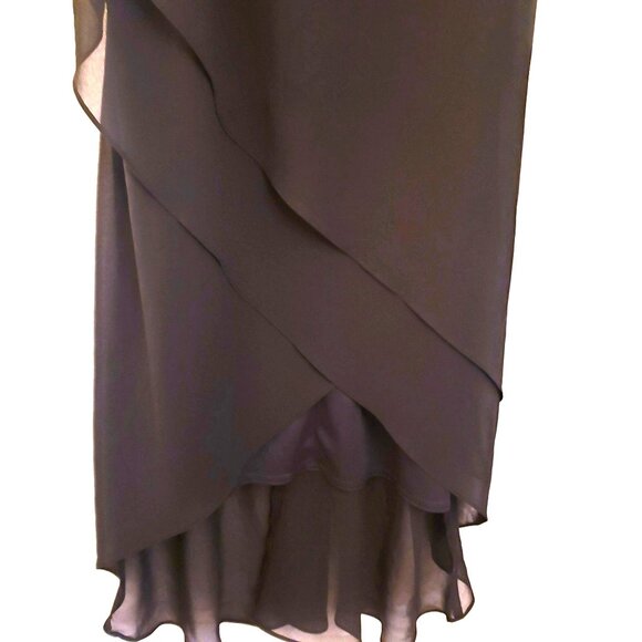 Vintage Black Chiffon Maxi Dress with Drape Neckline Sheer Hem Size 20W EUC - Picture 3 of 11